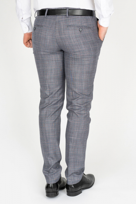 Pantaloni barbati stofa slim gri-roz caro [2]