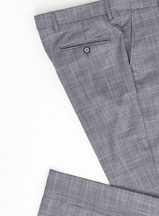 Pantaloni barbati stofa slim gri-roz caro [4]