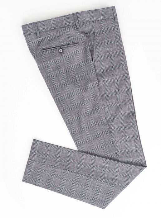 Pantaloni barbati stofa slim gri-roz caro [3]