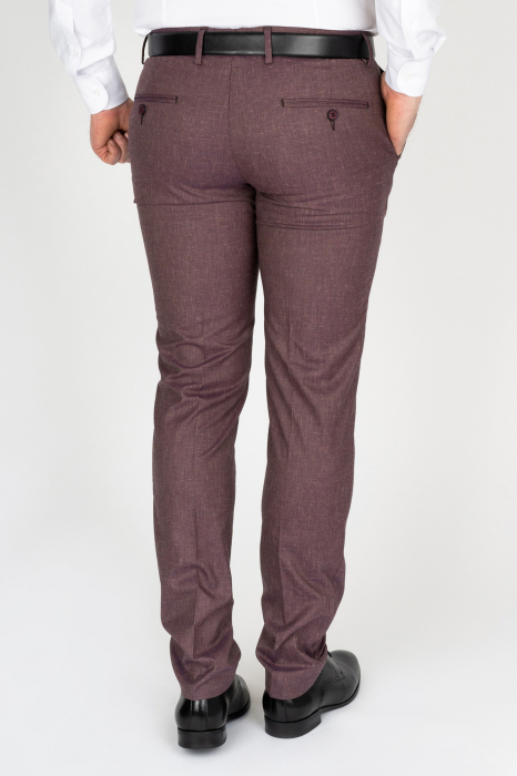 Pantaloni barbati stofa slim roz-visiniu pepit [2]