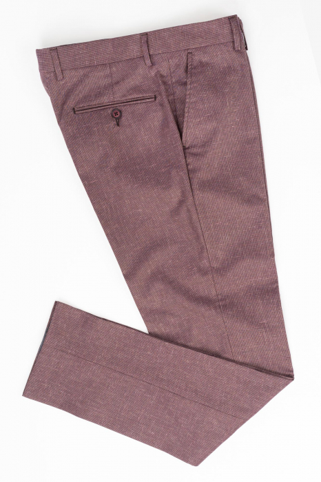 Pantaloni barbati stofa slim roz-visiniu pepit [3]
