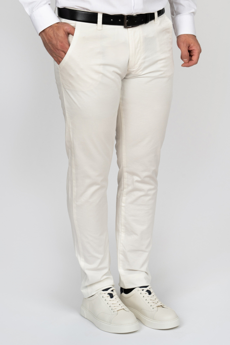 Pantaloni chino barbati slim fit crem [1]