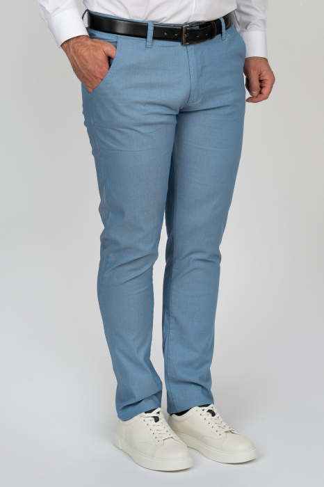 Pantaloni chino barbati slim fit bleu-pepit [1]