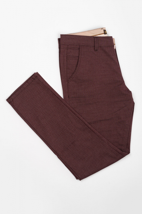 Pantaloni chino barbati slim fit visiniu-pepit [3]