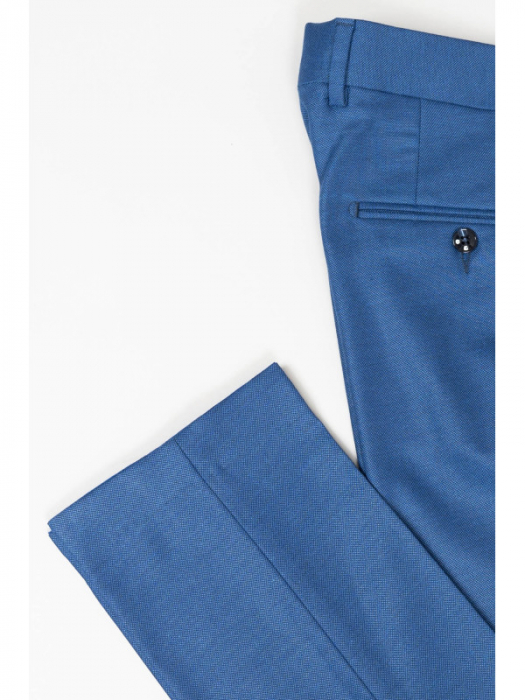 Pantaloni stofa albastru pepit slim [2]