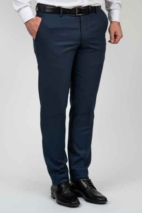 Pantaloni stofa barbati bleumarin-pepit slim fit [1]