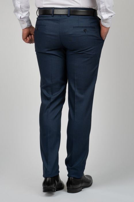 Pantaloni stofa barbati bleumarin-pepit slim fit [3]