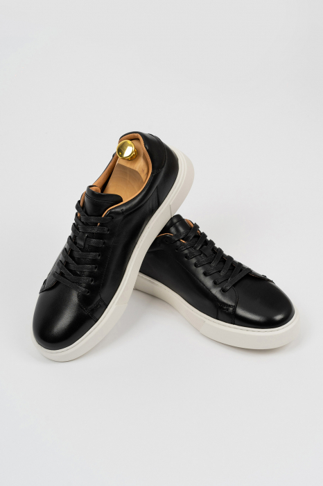 Pantofi barbati casual piele negri - talpa alba CONFORT [1]