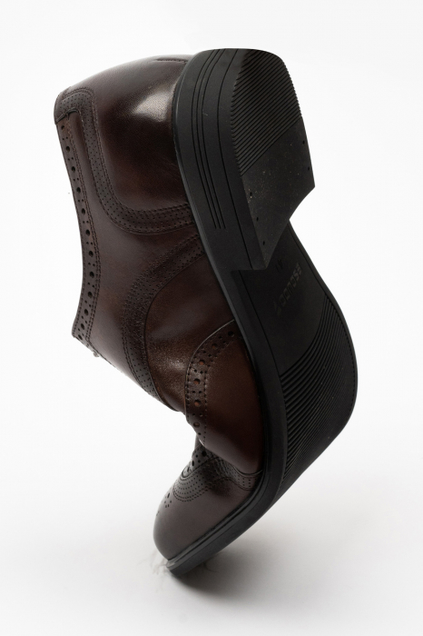 Pantofi barbati eleganti maro-brogue M1 piele CONFORT [4]