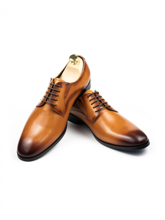 Pantofi barbati piele cognac Derby [3]