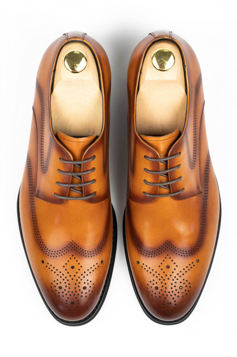 Pantofi barbati piele eleganti cognac Brogue [1]
