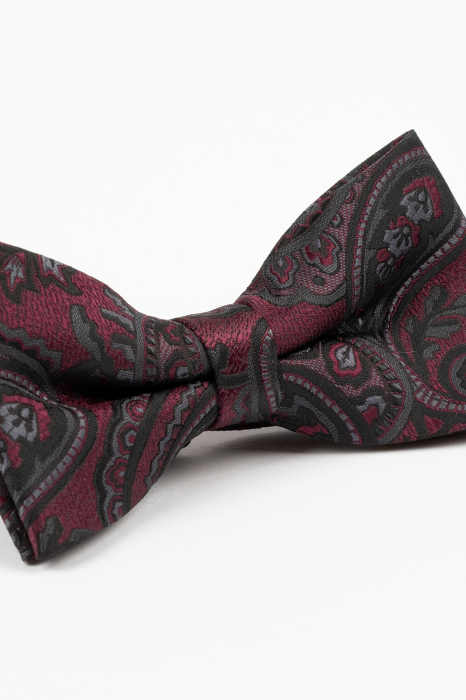 Papion GAMA Bordo cu imprimeu paisley negru-gri [2]