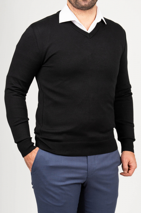 Pulover barbati regular fit negru cu anchior [1]