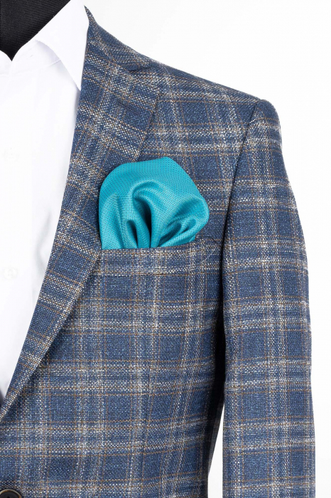 Sacou slim albastru-caro [2]