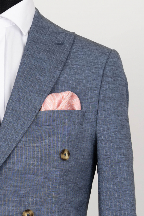 Sacou barbati bleu-dungi slim fit [2]