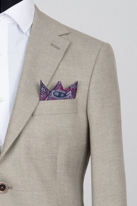 Sacou barbati slim fit bej-bradut [2]