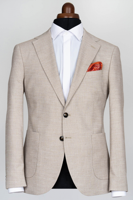 Sacou barbati slim fit bej/gri-deschis cu buzunare aplicate [1]