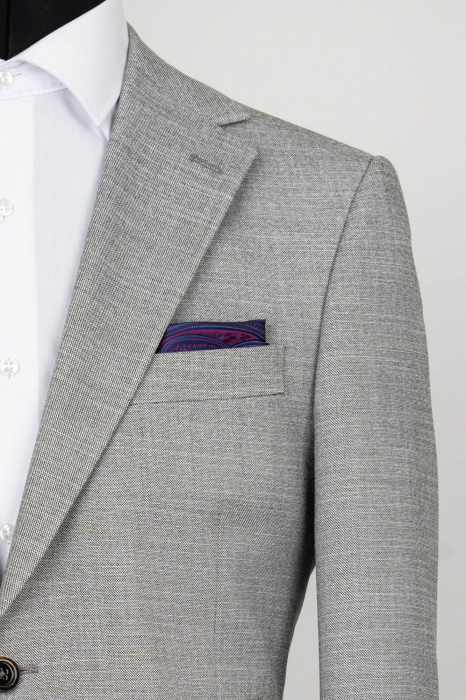 Sacou barbati slim fit gri-pepit cu buzunare aplicate [2]