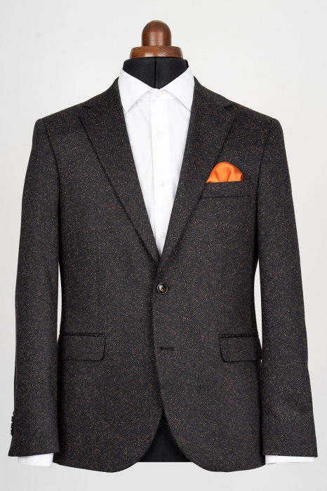 Sacou barbati slim fit bleumarin-caramiziu [1]