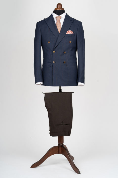 Sacou barbati slim fit bleumarin-dungi cu doua randuri de nasturi [3]