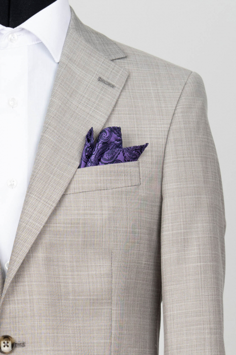 Sacou slim fit bej-deschis [2]