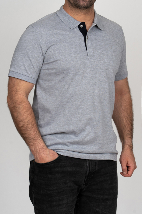 Tricou polo barbati slim fit gri [2]