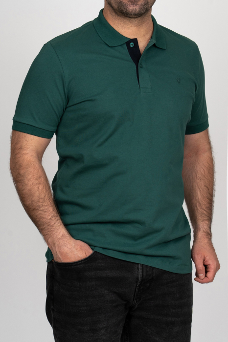 Tricou polo barbati slim fit verde [3]