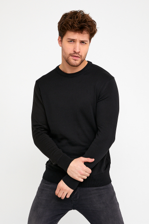 Pulover slim fit negru [3]