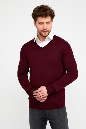 Pulover slim burgund-visiniu cu anchior [1]