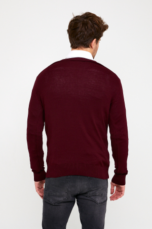 Pulover slim burgund-visiniu cu anchior [3]
