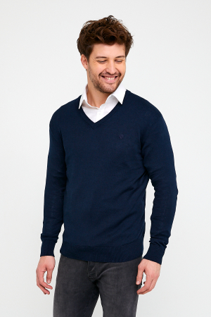 Pulover slim navy cu anchior [1]