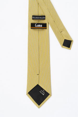 Cravata galbena cu imprimeu geometric galben, bleumarin si bej [2]