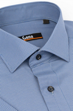 Camasa cu maneca scurta regular cu carouri bleumarin si bej [1]