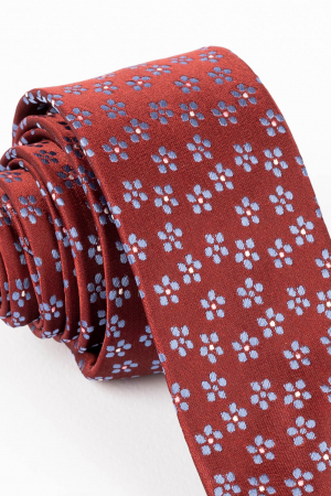 Cravata ingusta visinie cu imprimeu floral cu albastru si roz [1]