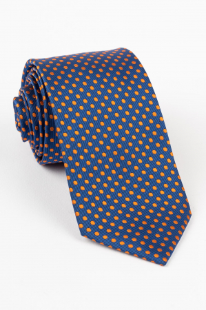 Cravate - Cravata albastra cu buline portocalii