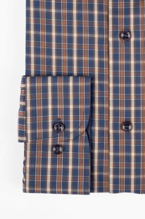 Camasa regular bleumarin cu carouri maro 2XL-4XL [2]