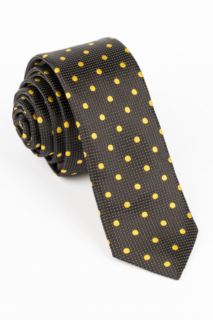 Cravata ingusta neagra cu buline galbene [0]