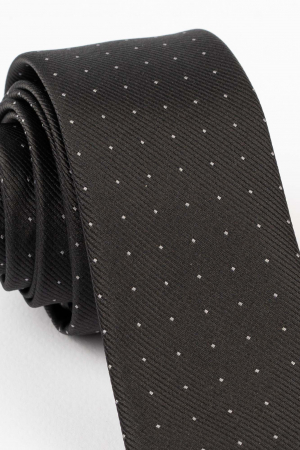 Cravata ingusta neagra cu picouri albe [1]