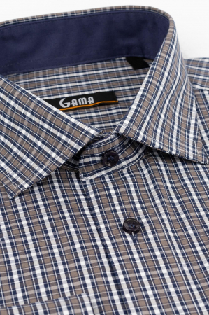 Camasa regular maro cu carouri bleumarin si albe 2XL-4XL [1]