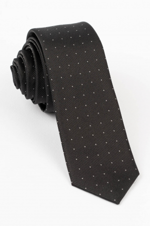 Cravata ingusta neagra cu picouri albe [0]