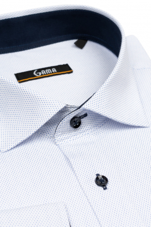 Camasa alba regular cu picouri albastre [0]