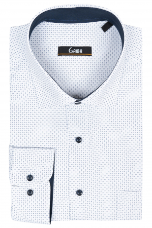 Camasa alba regular cu imprimeu bleumarin [2]