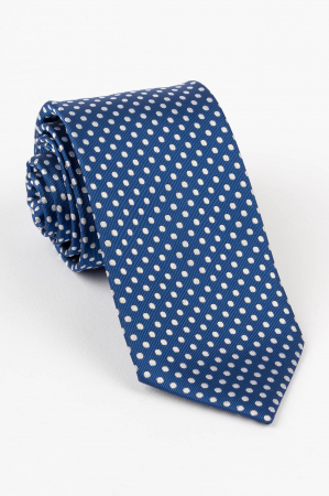 Cravata albastra cu buline albe [0]