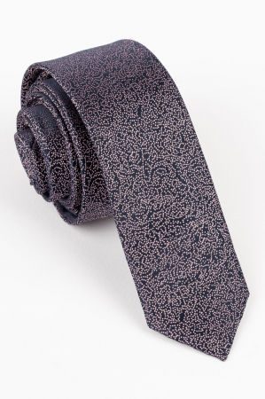 Cravata ingusta bleumarin cu picouri lila [0]