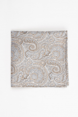 Batista din matase naturala gri cu imprimeu alb si bej [1]