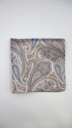 Batista din mătase naturală ivory cu  model paisley cu accente bleu & bej [1]