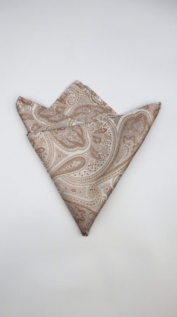Batiste - Batista din mătase naturală ivory cu paisley in tonuri calde de bej și auriu