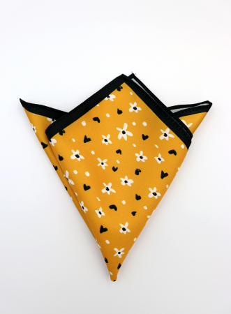 Batista galbena cu imprimeu floral alb si margini negre [0]