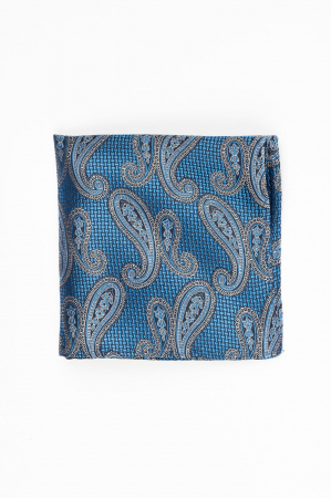 Batista matase naturala albastra cu imprimeu floral alb si bleu [1]