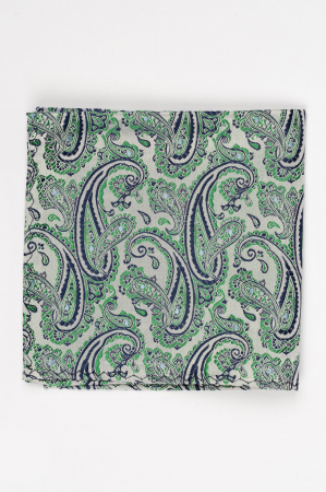 Batista matase naturala argintie cu imprimeu verde si bleumarin [1]